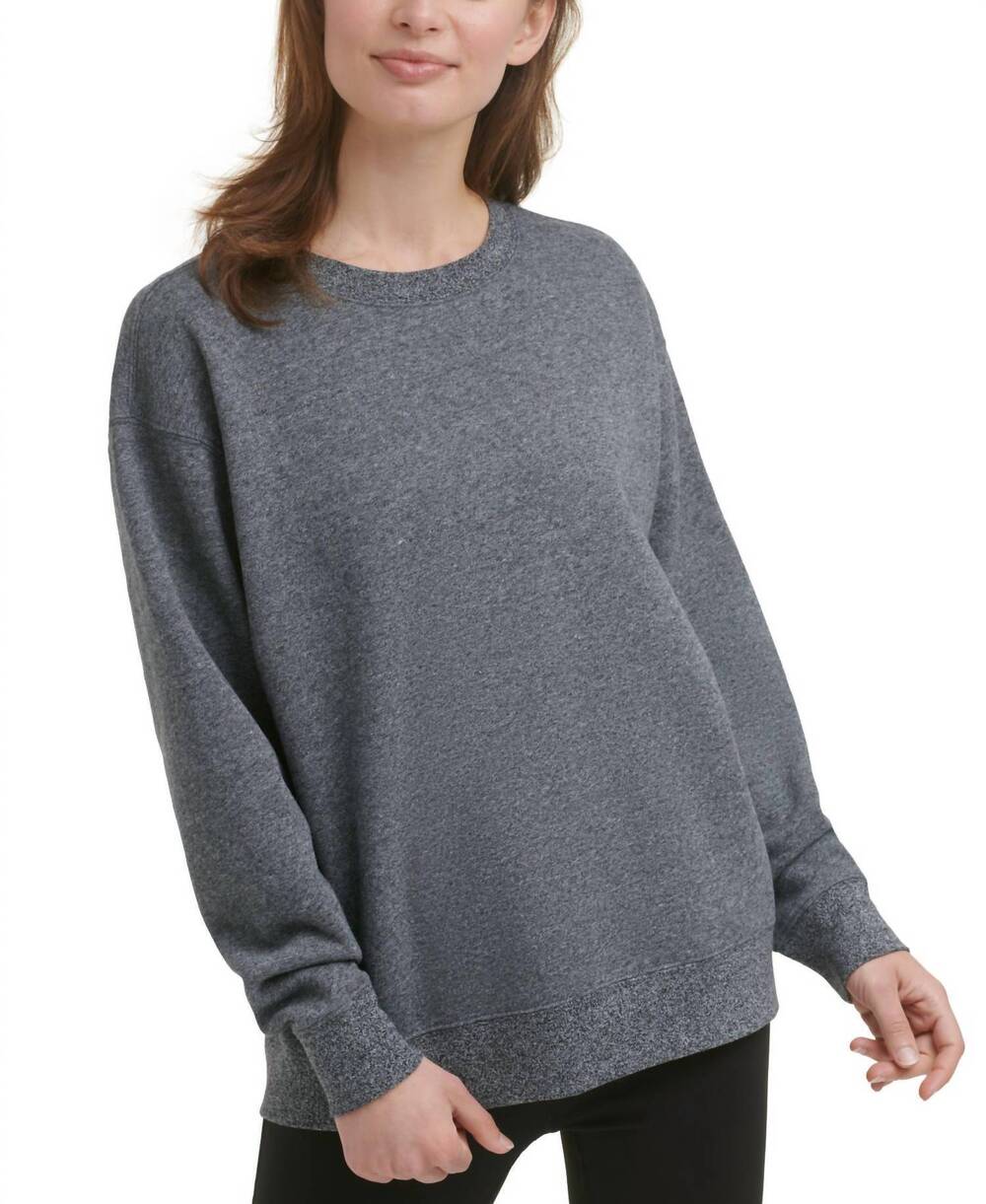NEW CALVIN KLEIN activewear performance french terry sweatshirt in black/heather